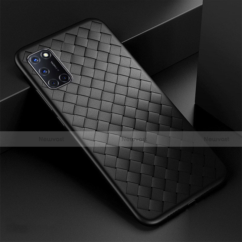 Soft Silicone Gel Leather Snap On Case Cover for Oppo A72 Black