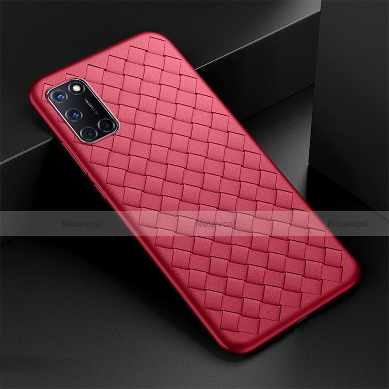 Soft Silicone Gel Leather Snap On Case Cover for Oppo A72 Red