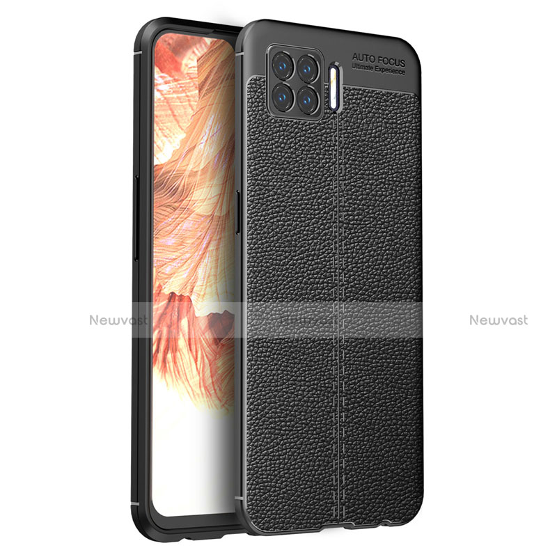 Soft Silicone Gel Leather Snap On Case Cover for Oppo A73 (2020) Black