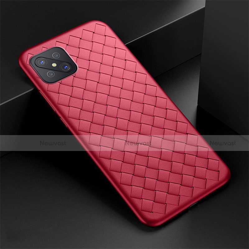 Soft Silicone Gel Leather Snap On Case Cover for Oppo A92s 5G Red