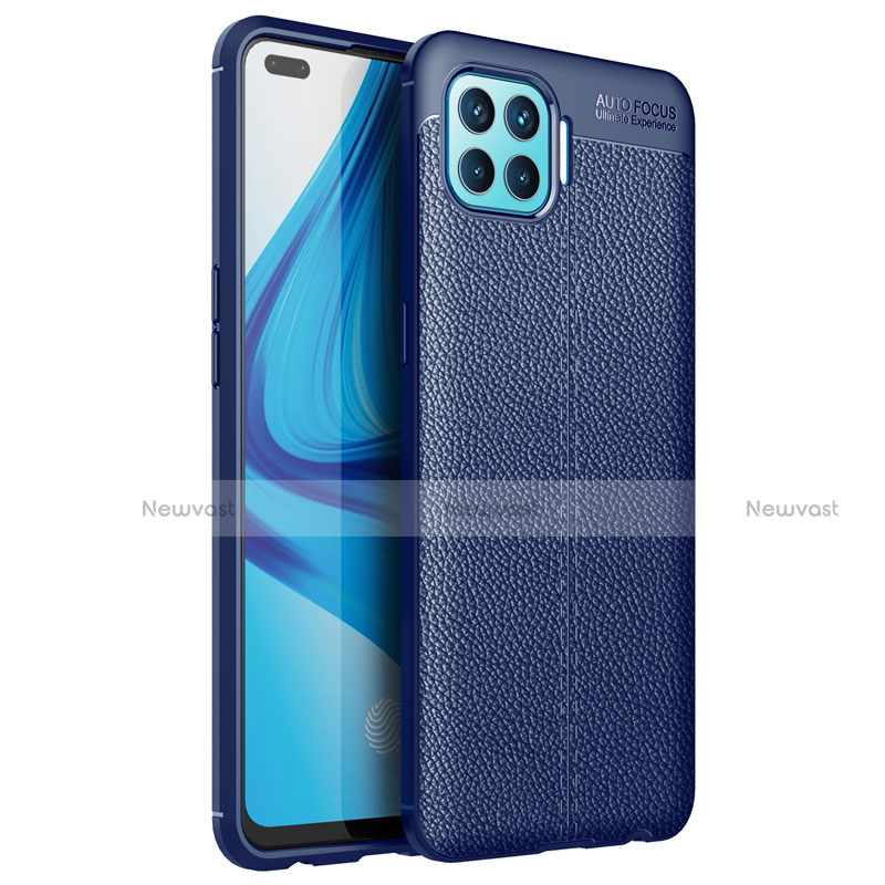 Soft Silicone Gel Leather Snap On Case Cover for Oppo A93 Blue