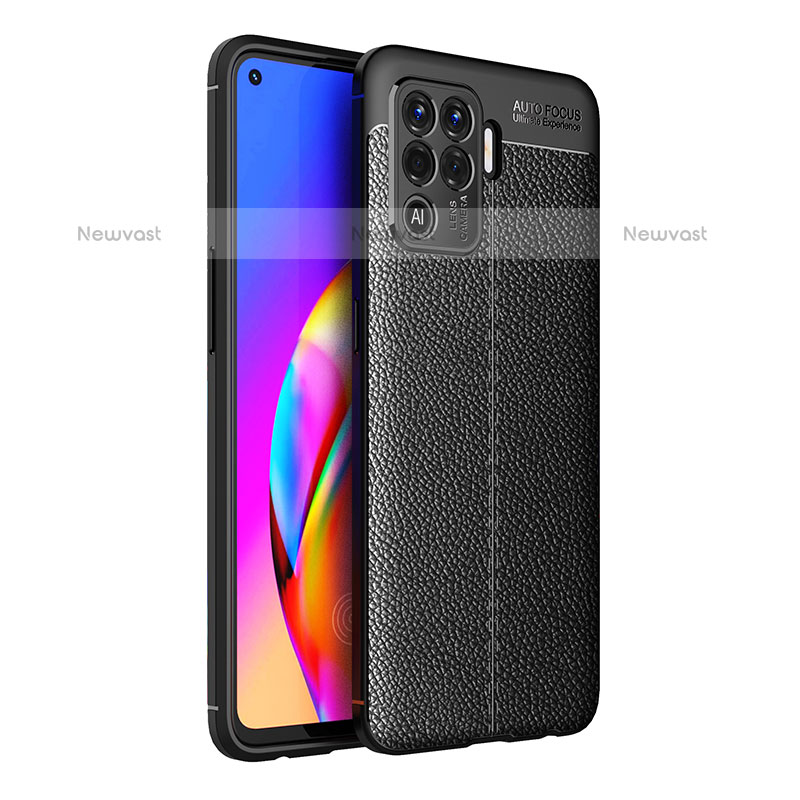 Soft Silicone Gel Leather Snap On Case Cover for Oppo A94 4G Black