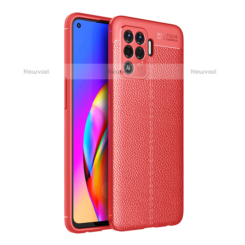 Soft Silicone Gel Leather Snap On Case Cover for Oppo A94 4G Red