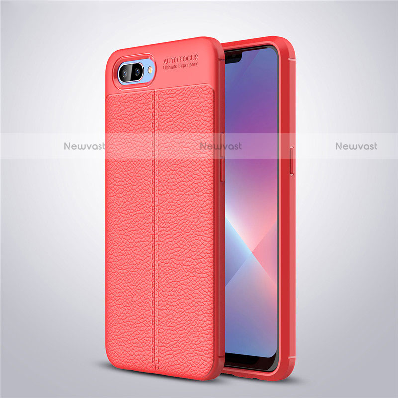 Soft Silicone Gel Leather Snap On Case Cover for Oppo AX5 Red