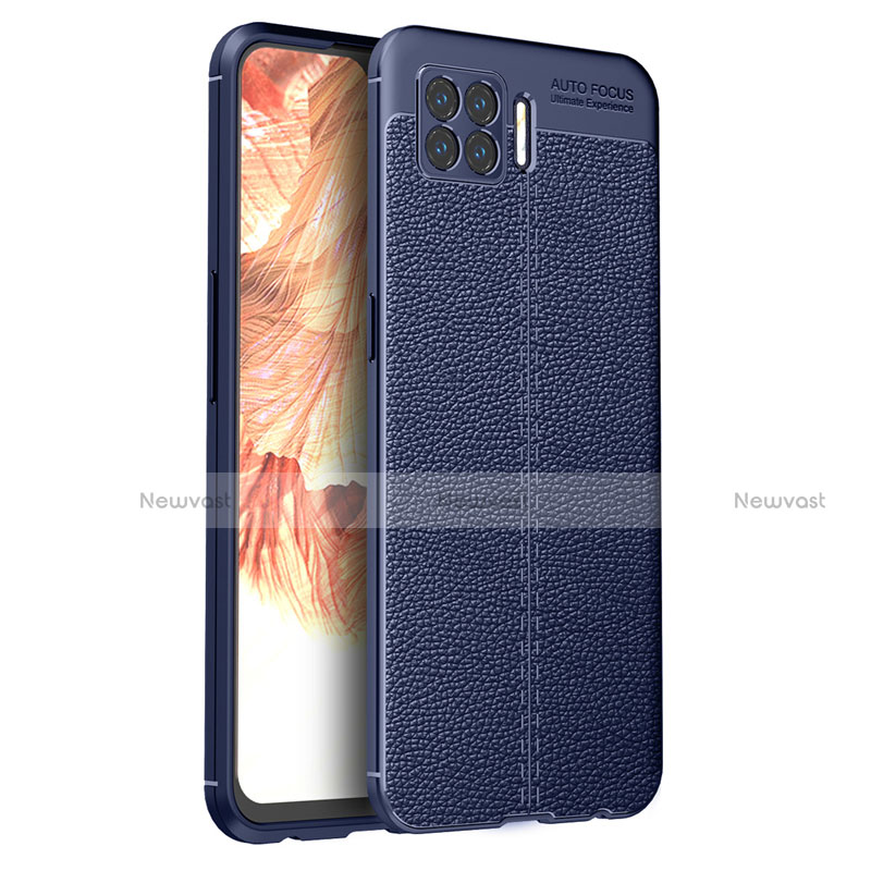 Soft Silicone Gel Leather Snap On Case Cover for Oppo F17 Blue