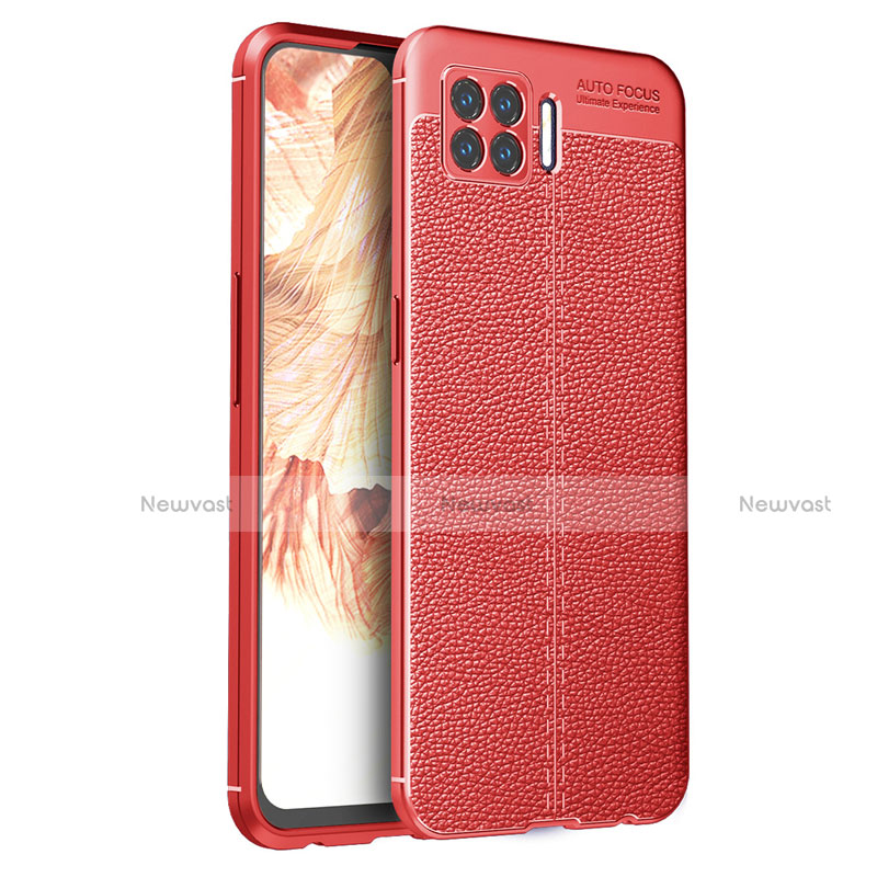 Soft Silicone Gel Leather Snap On Case Cover for Oppo F17 Red