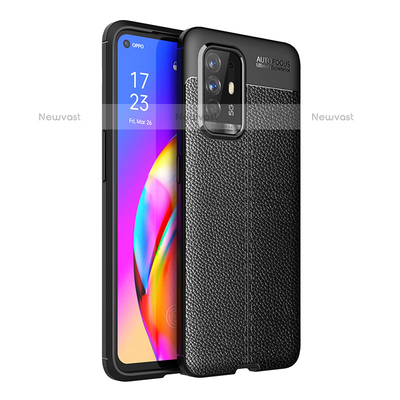 Soft Silicone Gel Leather Snap On Case Cover for Oppo F19 Pro+ Plus 5G Black