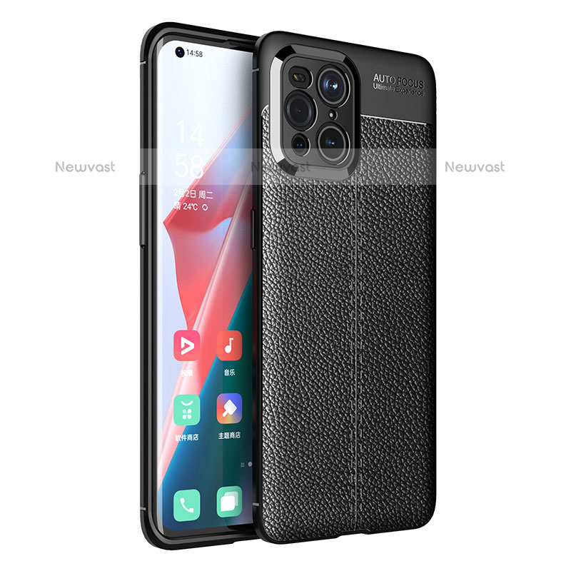 Soft Silicone Gel Leather Snap On Case Cover for Oppo Find X3 Pro 5G Black