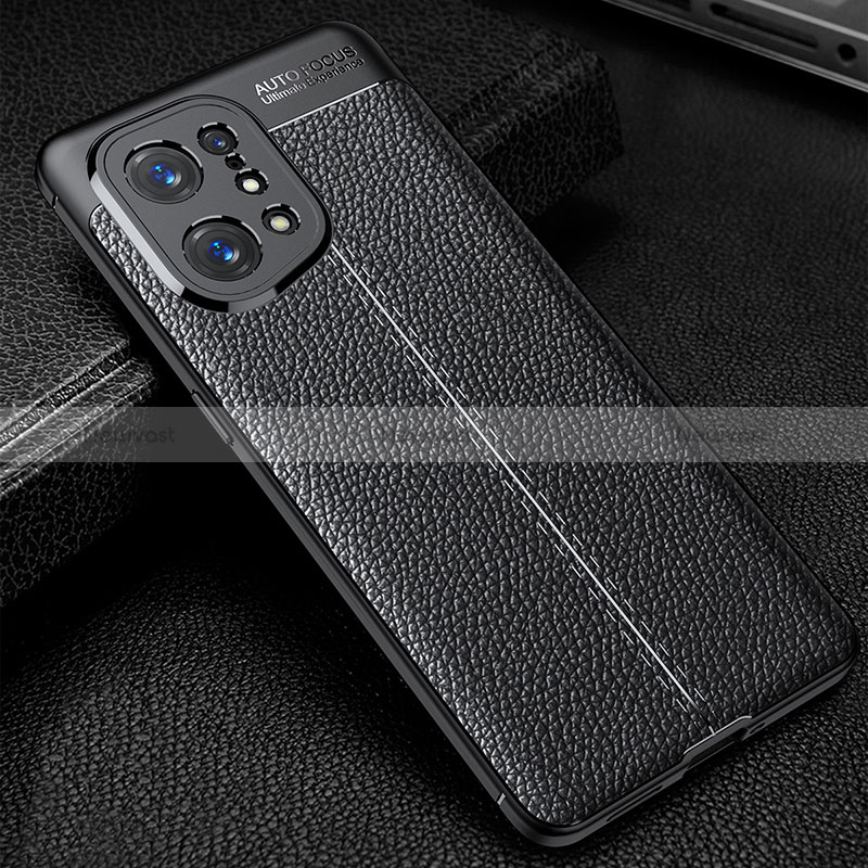 Soft Silicone Gel Leather Snap On Case Cover for Oppo Find X5 5G Black