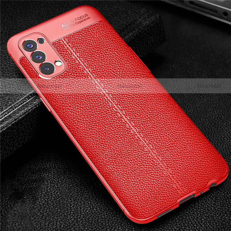 Soft Silicone Gel Leather Snap On Case Cover for Oppo Reno4 4G Red
