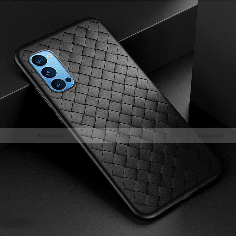 Soft Silicone Gel Leather Snap On Case Cover for Oppo Reno4 Pro 5G Black