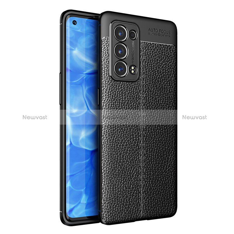 Soft Silicone Gel Leather Snap On Case Cover for Oppo Reno6 Pro 5G Black