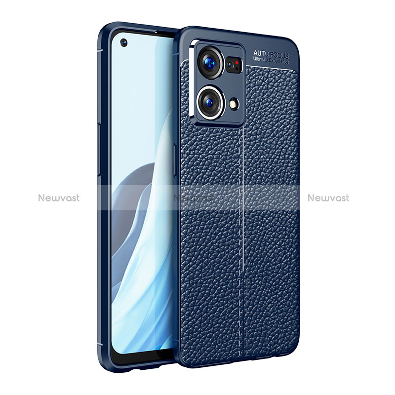 Soft Silicone Gel Leather Snap On Case Cover for Oppo Reno7 4G Blue