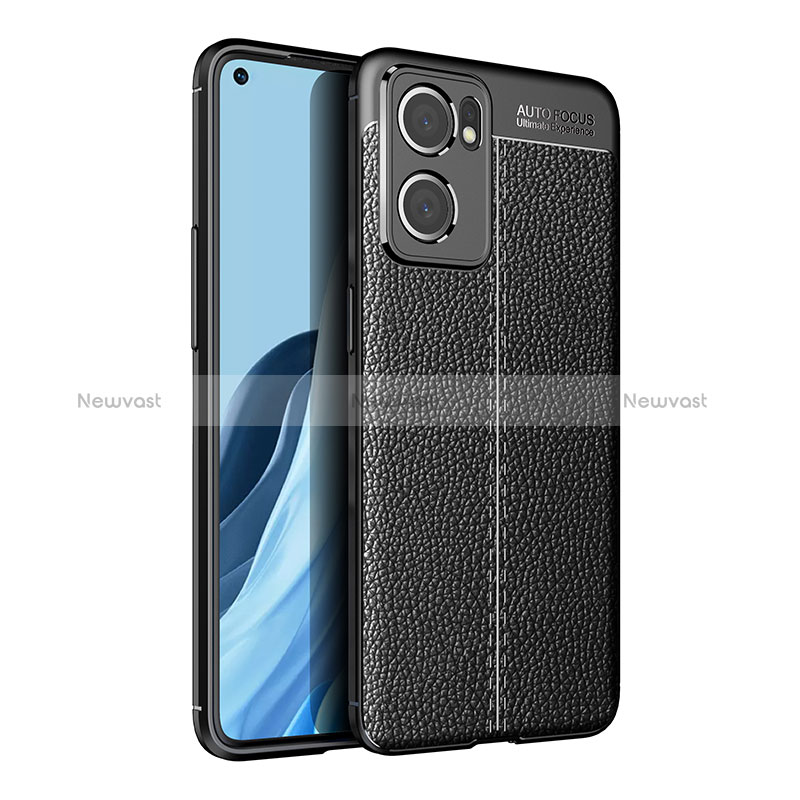 Soft Silicone Gel Leather Snap On Case Cover for Oppo Reno7 5G Black