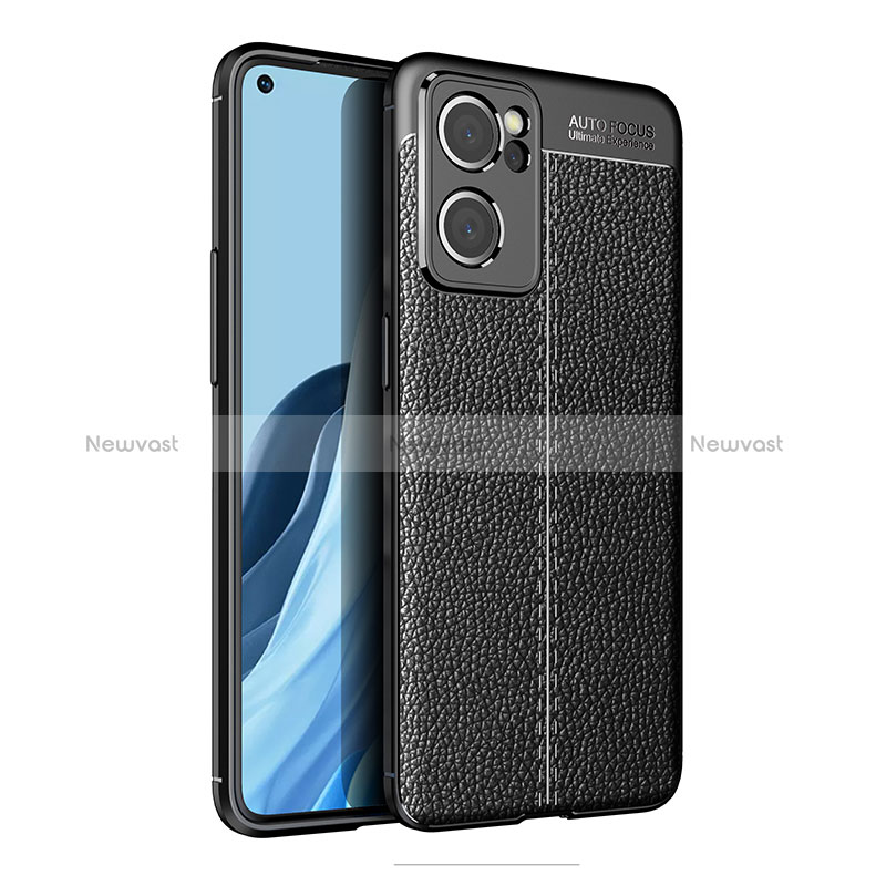 Soft Silicone Gel Leather Snap On Case Cover for Oppo Reno7 SE 5G Black