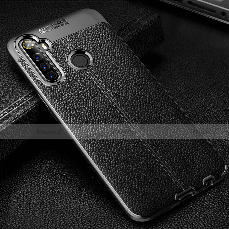 Soft Silicone Gel Leather Snap On Case Cover for Realme 6i Black