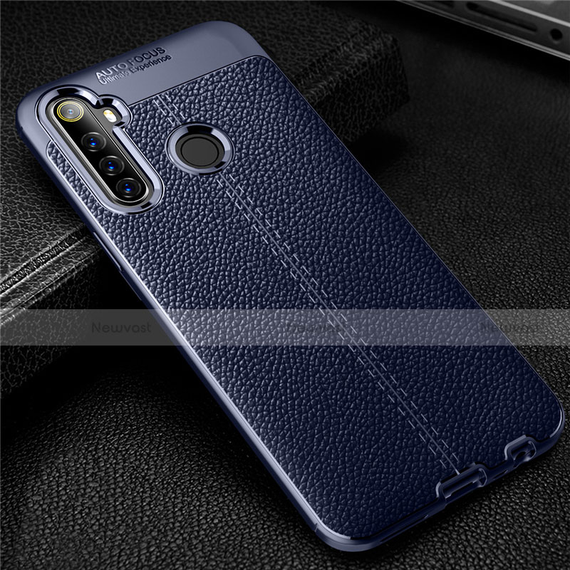 Soft Silicone Gel Leather Snap On Case Cover for Realme 6i Blue