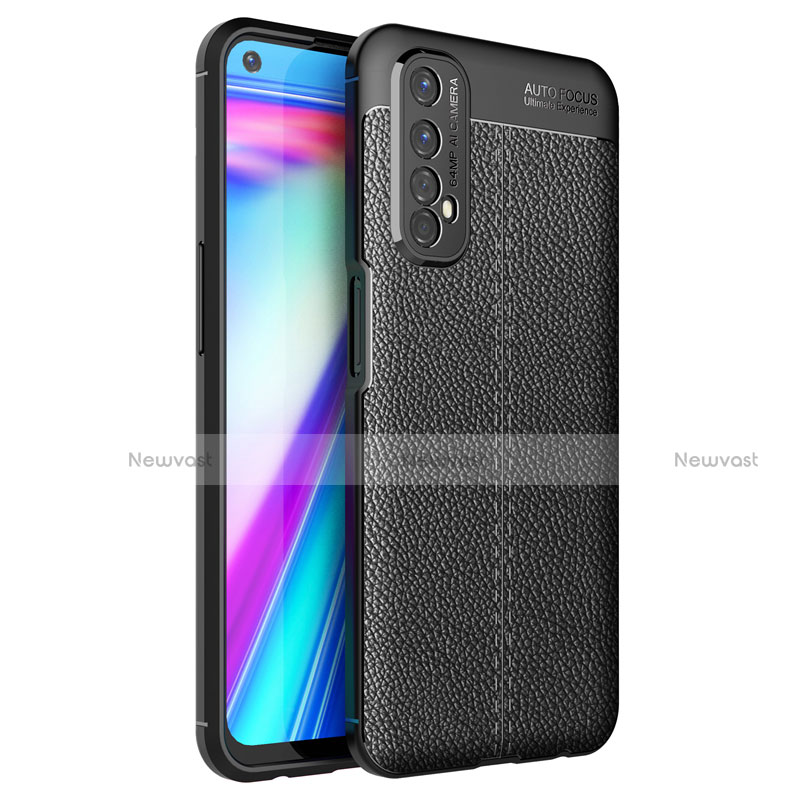 Soft Silicone Gel Leather Snap On Case Cover for Realme 7 Black