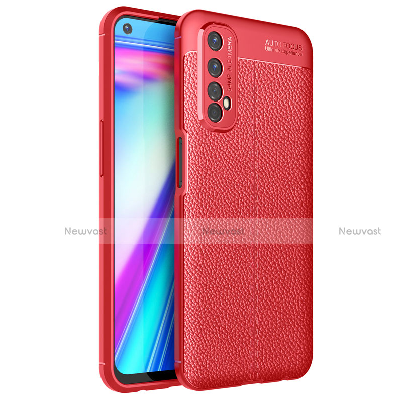 Soft Silicone Gel Leather Snap On Case Cover for Realme 7 Red