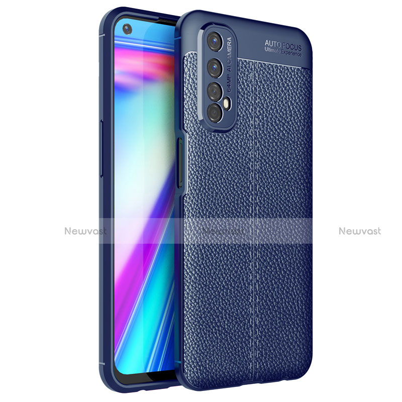Soft Silicone Gel Leather Snap On Case Cover for Realme Narzo 20 Pro Blue