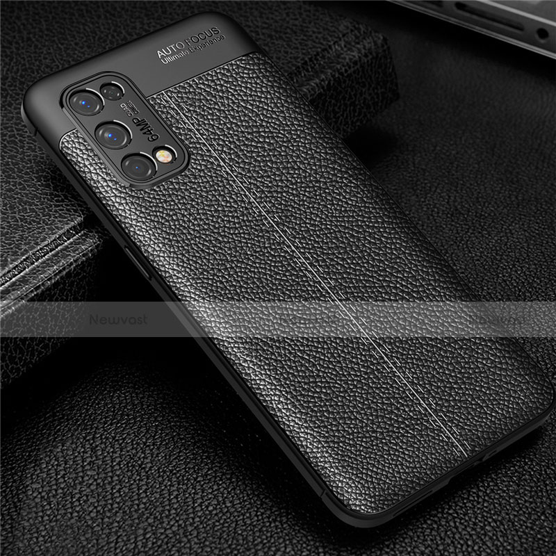 Soft Silicone Gel Leather Snap On Case Cover for Realme Q2 Pro 5G Black