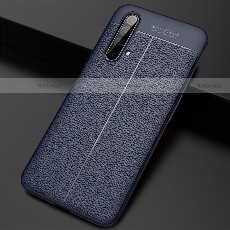 Soft Silicone Gel Leather Snap On Case Cover for Realme X3 Blue