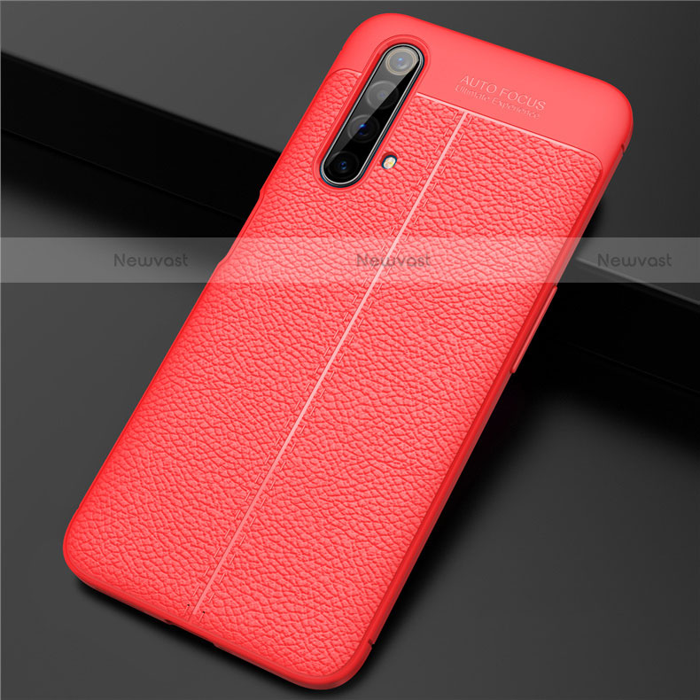 Soft Silicone Gel Leather Snap On Case Cover for Realme X3 Red