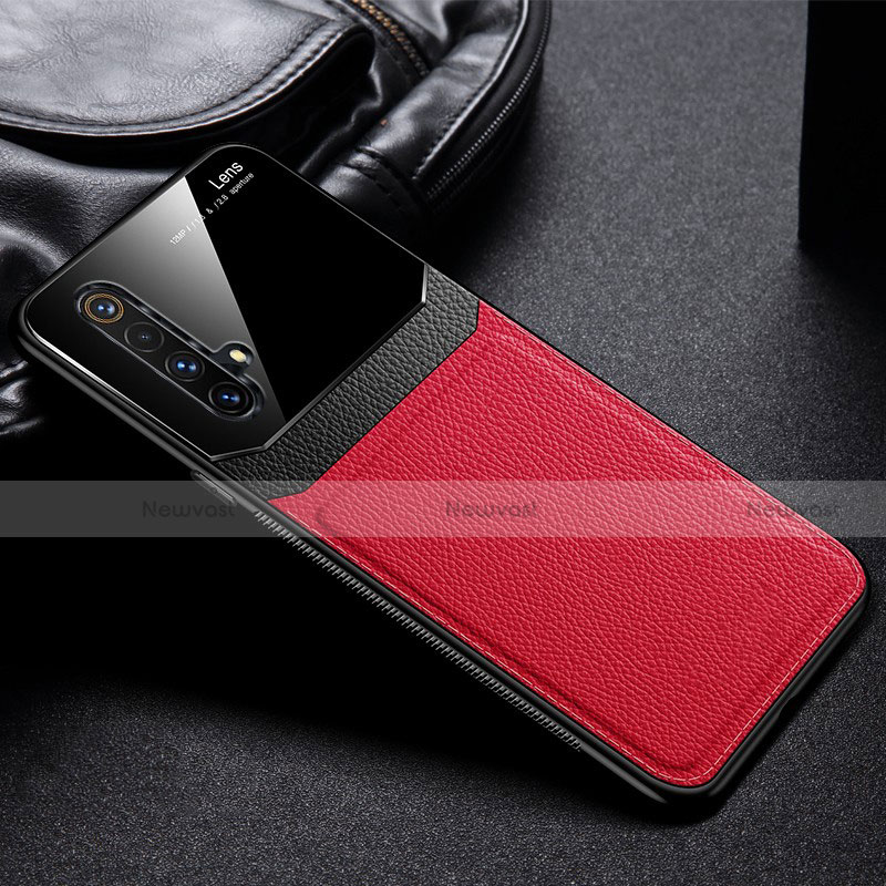 Soft Silicone Gel Leather Snap On Case Cover for Realme X3 SuperZoom Red