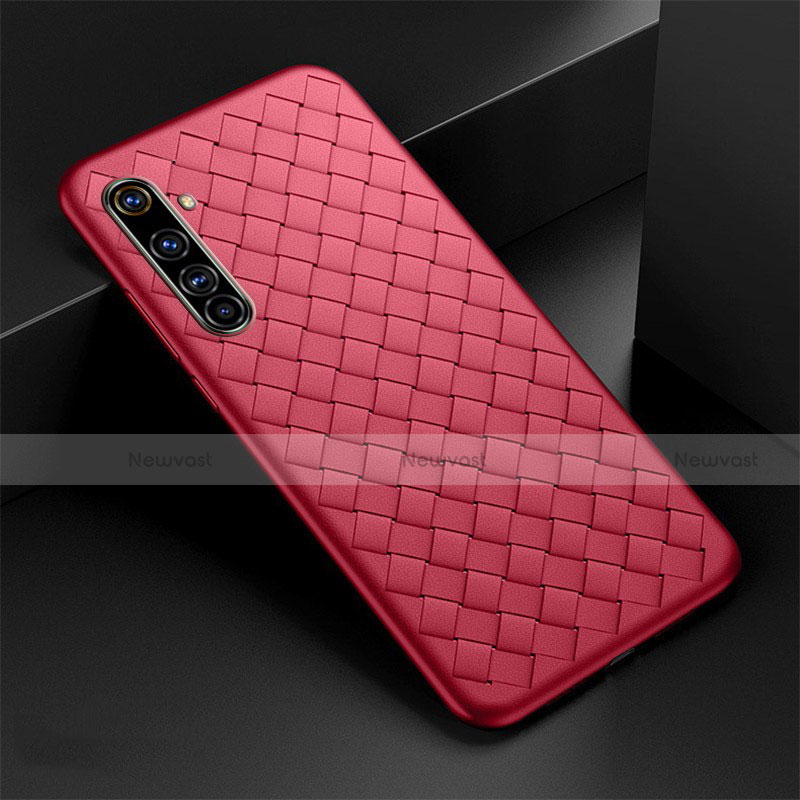 Soft Silicone Gel Leather Snap On Case Cover for Realme X50 Pro 5G Red