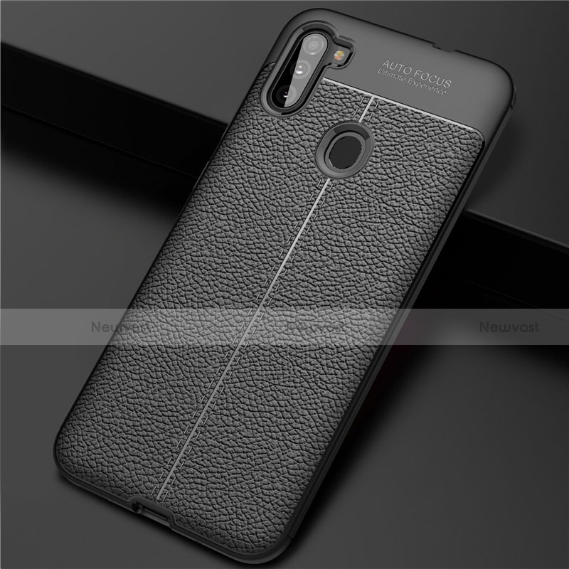 Soft Silicone Gel Leather Snap On Case Cover for Samsung Galaxy A11 Black