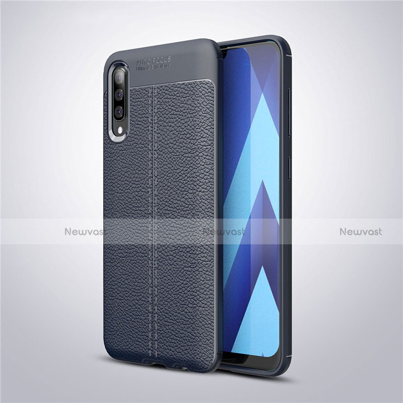 Soft Silicone Gel Leather Snap On Case Cover for Samsung Galaxy A30S Blue