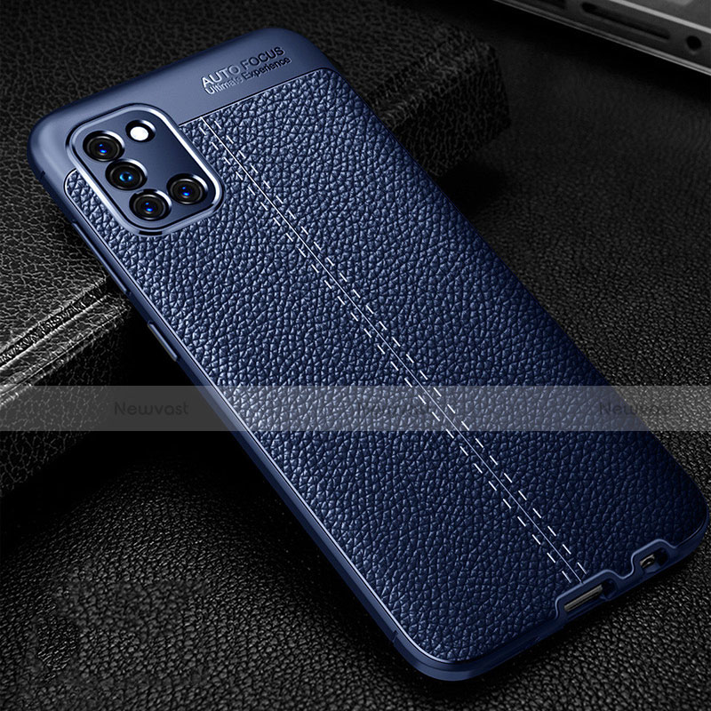 Soft Silicone Gel Leather Snap On Case Cover for Samsung Galaxy A31 Blue