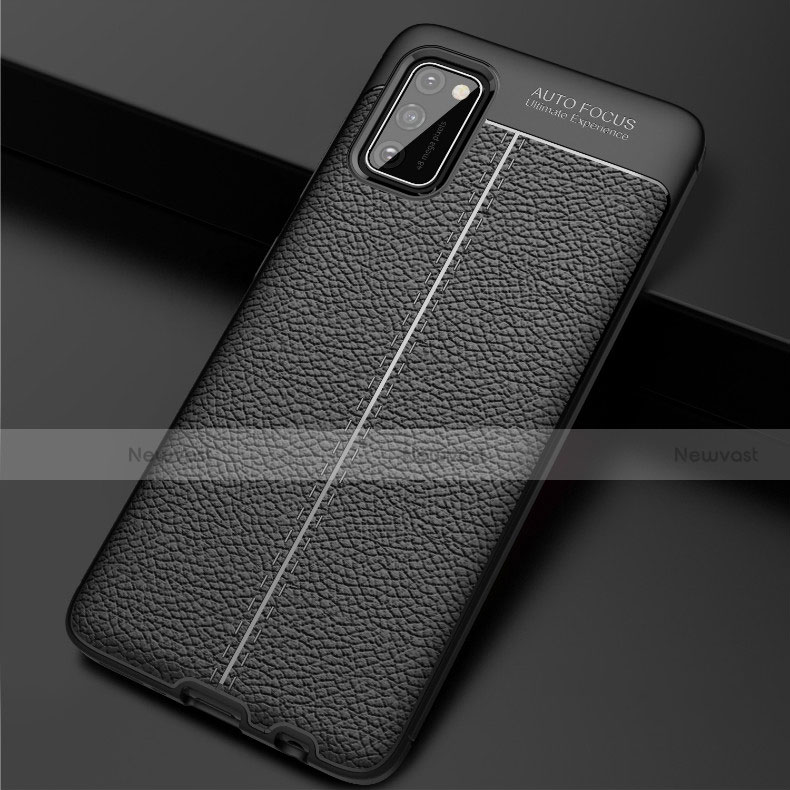 Soft Silicone Gel Leather Snap On Case Cover for Samsung Galaxy A41 Black