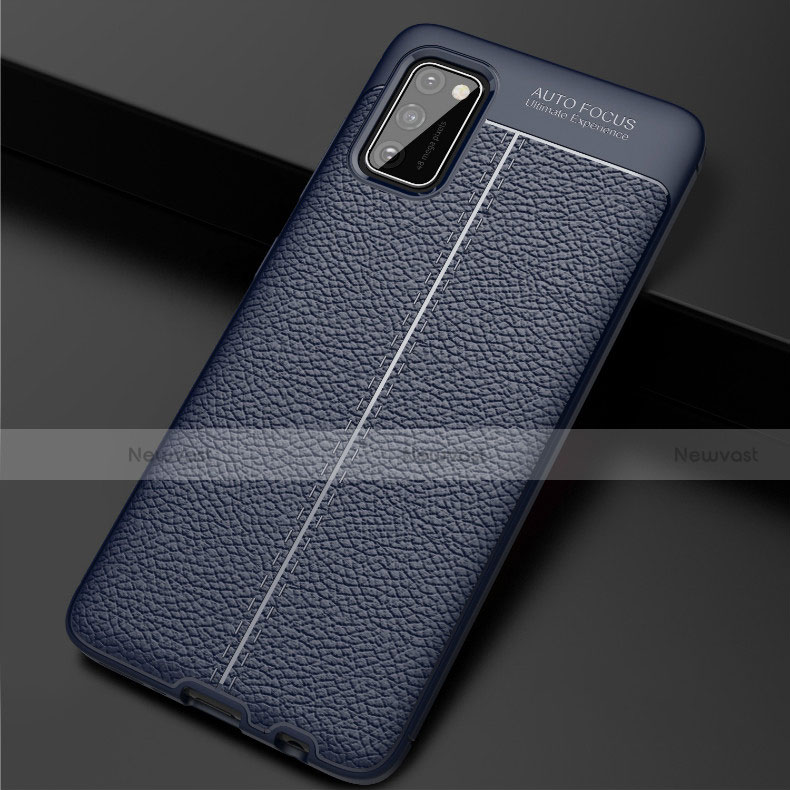 Soft Silicone Gel Leather Snap On Case Cover for Samsung Galaxy A41 Blue
