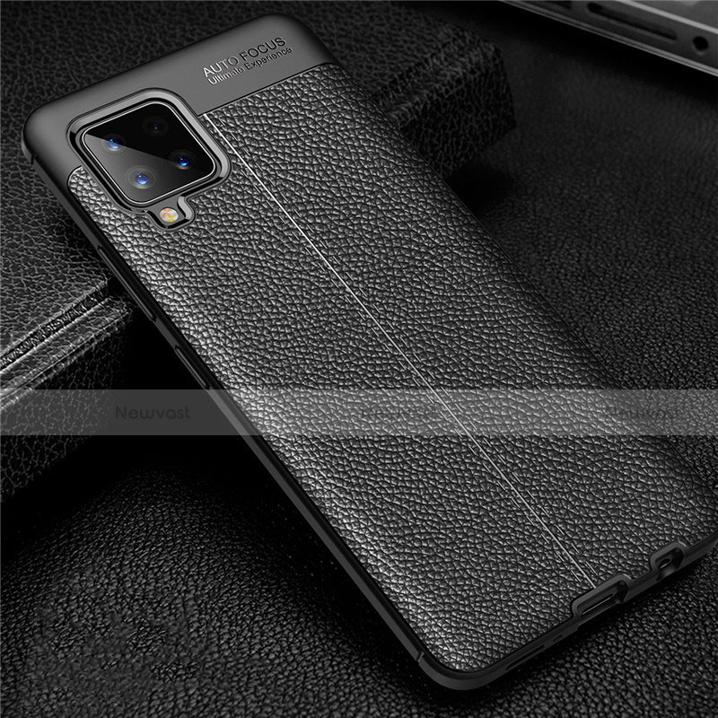 Soft Silicone Gel Leather Snap On Case Cover for Samsung Galaxy A42 5G Black