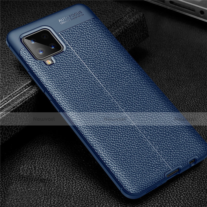 Soft Silicone Gel Leather Snap On Case Cover for Samsung Galaxy A42 5G Blue