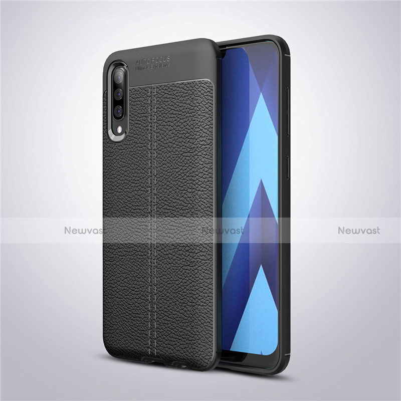 Soft Silicone Gel Leather Snap On Case Cover for Samsung Galaxy A50 Black
