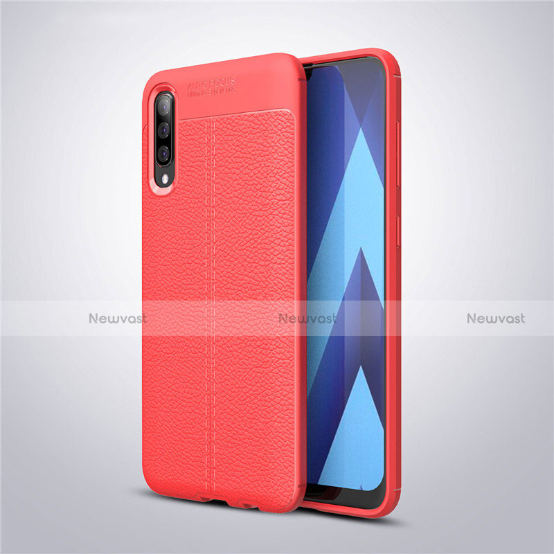 Soft Silicone Gel Leather Snap On Case Cover for Samsung Galaxy A50 Red