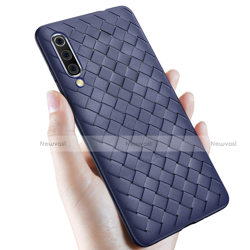 Soft Silicone Gel Leather Snap On Case Cover for Samsung Galaxy A70 Blue