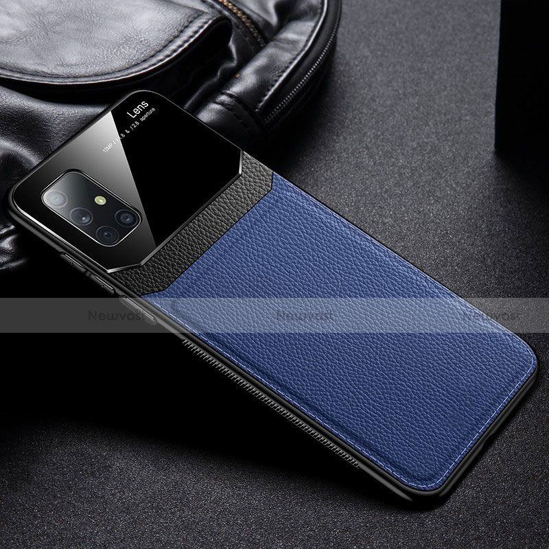 Soft Silicone Gel Leather Snap On Case Cover for Samsung Galaxy A71 5G Blue