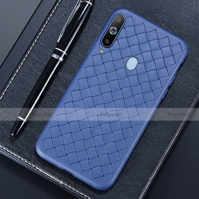Soft Silicone Gel Leather Snap On Case Cover for Samsung Galaxy A8s SM-G8870 Blue