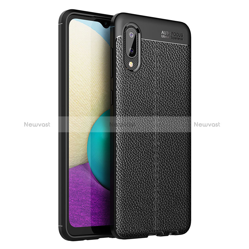 Soft Silicone Gel Leather Snap On Case Cover for Samsung Galaxy M02 Black