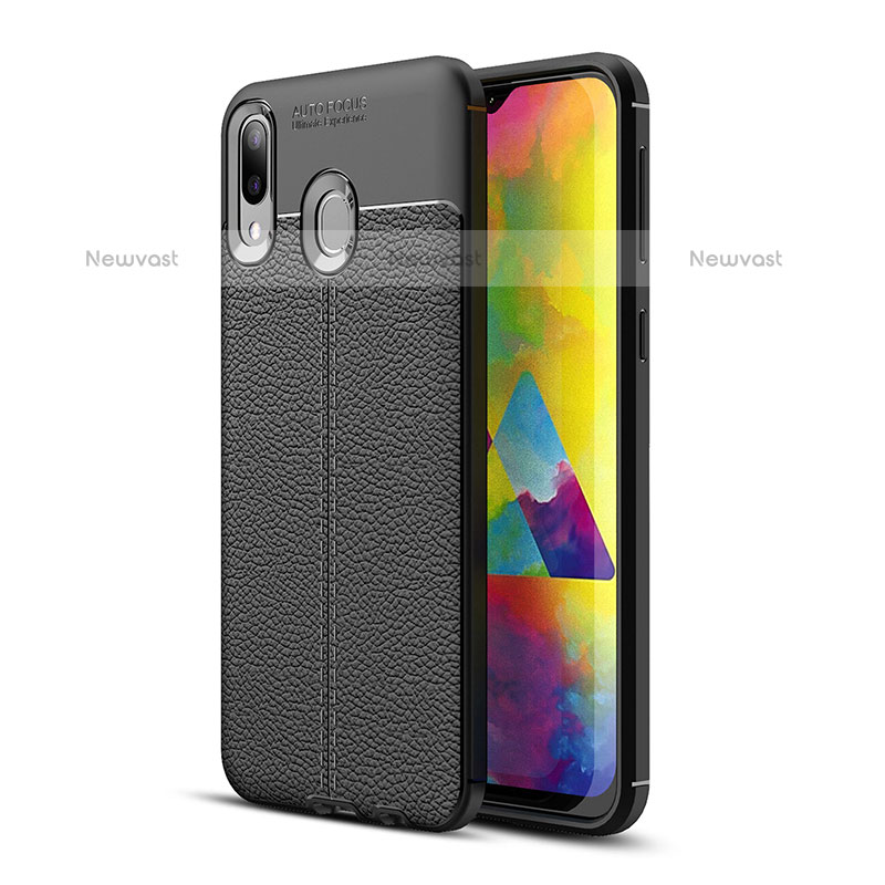Soft Silicone Gel Leather Snap On Case Cover for Samsung Galaxy M20 Black