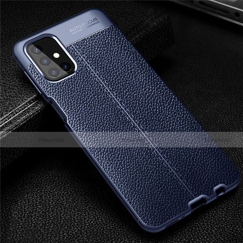 Soft Silicone Gel Leather Snap On Case Cover for Samsung Galaxy M31s Blue