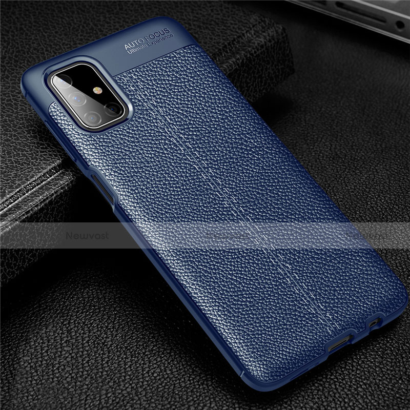 Soft Silicone Gel Leather Snap On Case Cover for Samsung Galaxy M51 Blue