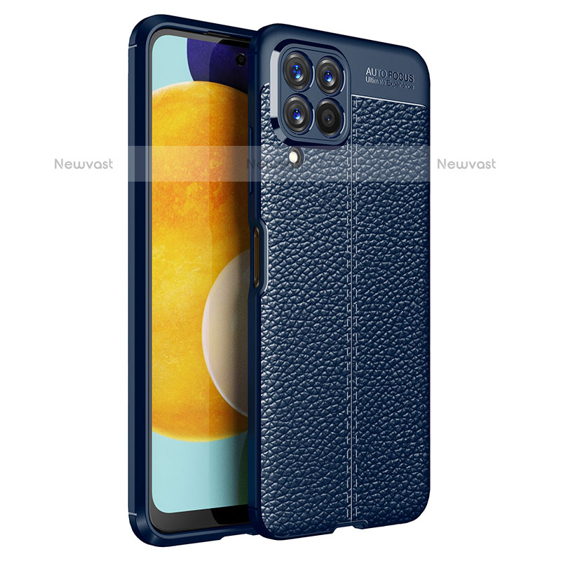Soft Silicone Gel Leather Snap On Case Cover for Samsung Galaxy M53 5G Blue