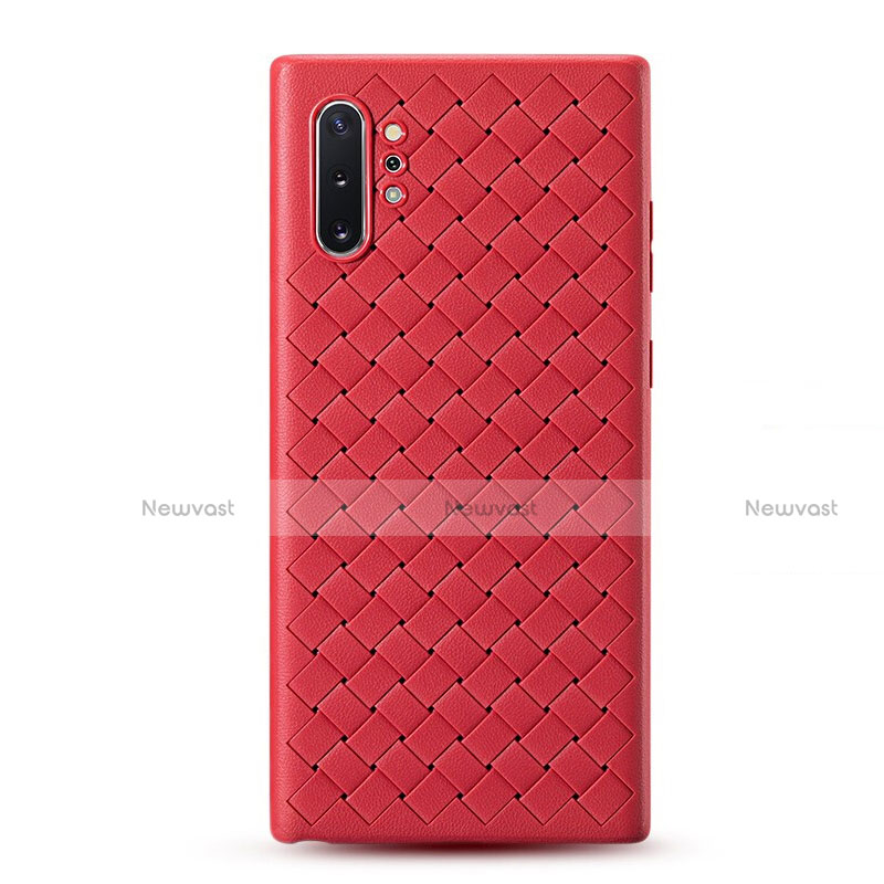 Soft Silicone Gel Leather Snap On Case Cover for Samsung Galaxy Note 10 Plus 5G Red