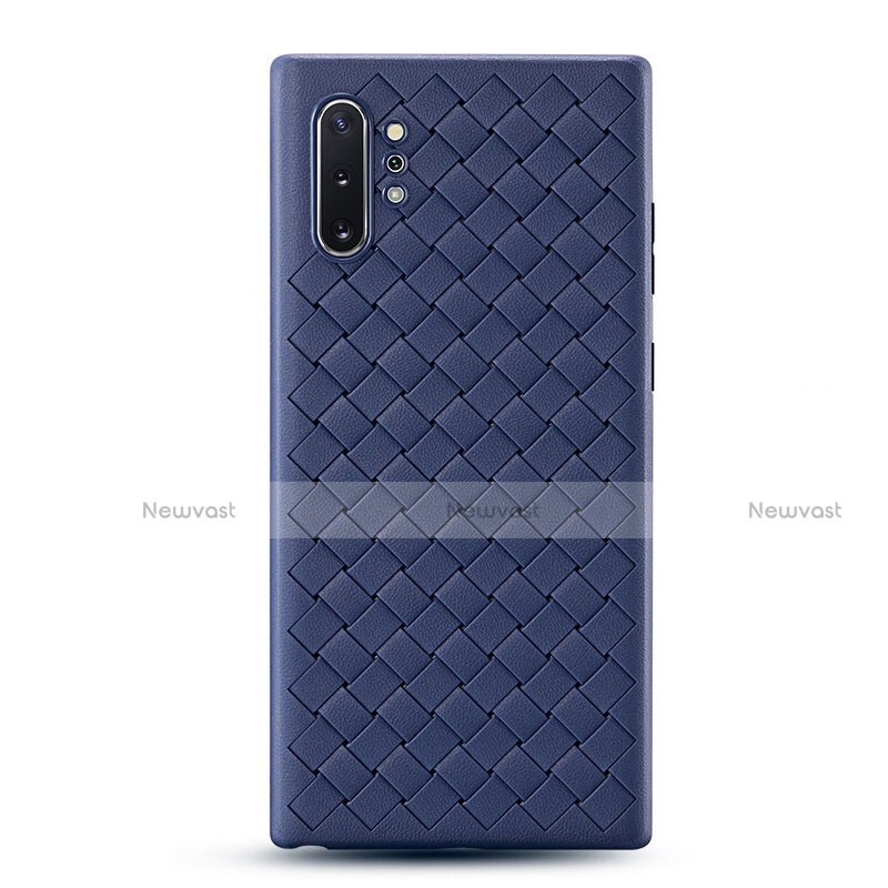 Soft Silicone Gel Leather Snap On Case Cover for Samsung Galaxy Note 10 Plus Blue