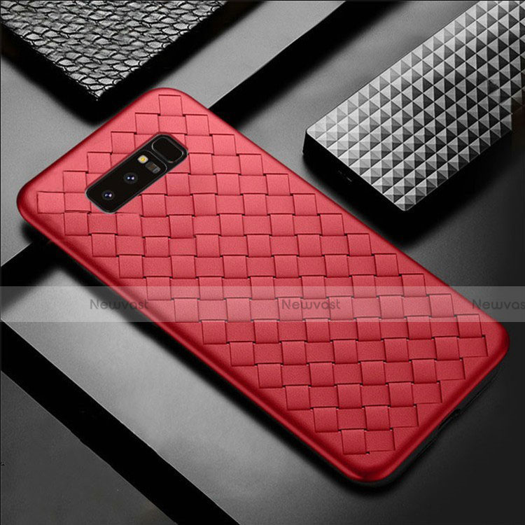 Soft Silicone Gel Leather Snap On Case Cover for Samsung Galaxy Note 8 Duos N950F Red
