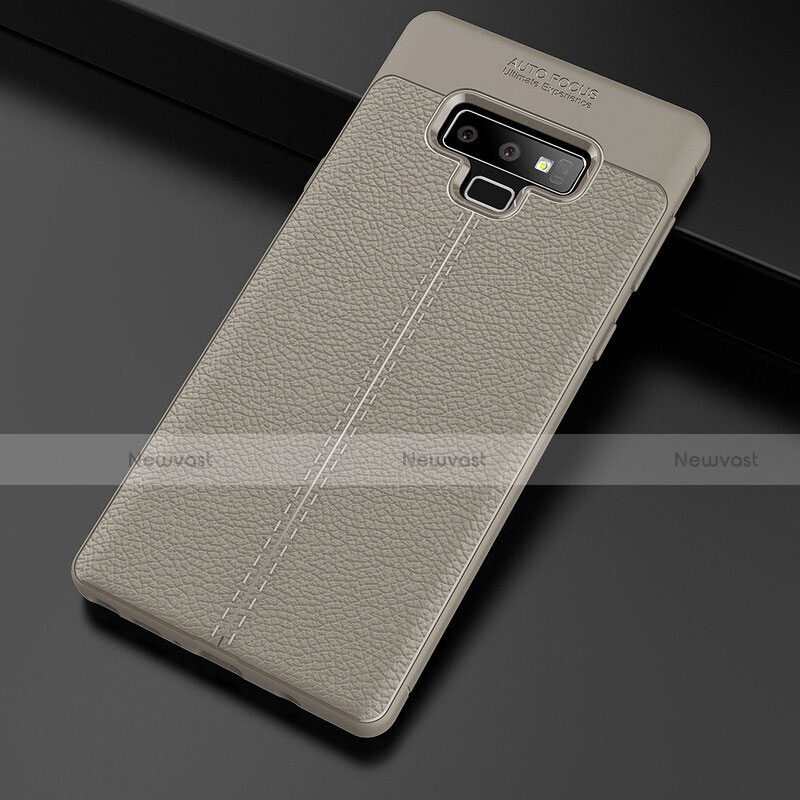 Soft Silicone Gel Leather Snap On Case Cover for Samsung Galaxy Note 9 Gray